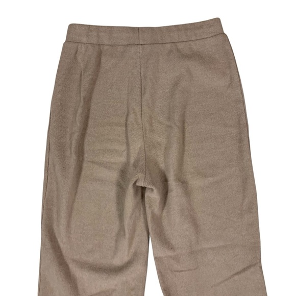 Zara Tan Ribbed Knit Wide Leg Lounge Pants High Waist Minimalist Casual Small - Picture 4 of 5